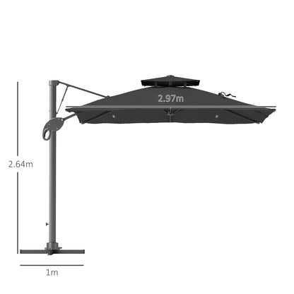 Outsunny 3m gruby materiałowy parasol ogrodowy z podstawą krzyżową - szary