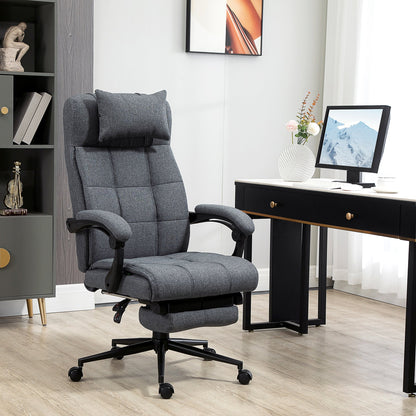 Vinsetto Office Chair with Footrest Ergonomic Office Chair with Armrests Lumber Support and Headrest, Dark Grey