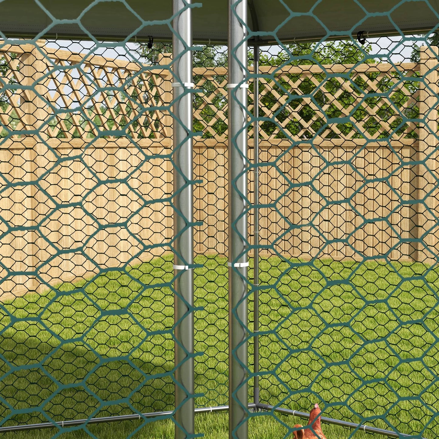 Kurnik PawHut dla 10-15 kur, kur, królików, kaczek, zewnętrzny wybieg dla kur, 4 x 3,5 x 2,6 m