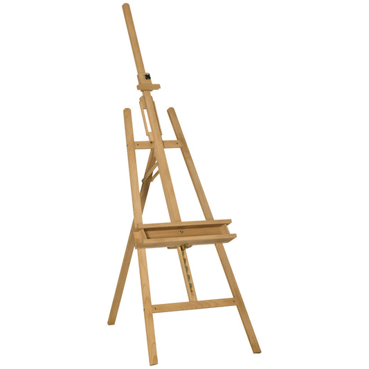 Vinsetto Artist Easel Stand for Wedding Sign w/ Brush Holder, Beech Wood A-Frame Tripod Studio Easel, Portable Adjustable Art Stand, up to 120cm