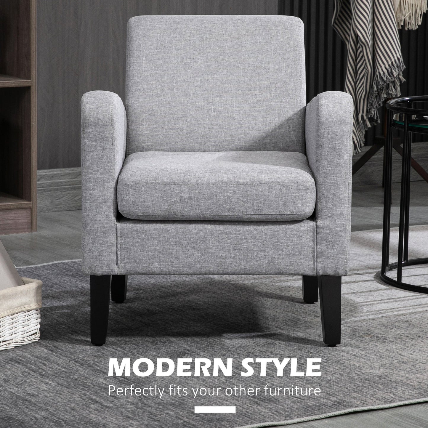 Fotel pudełkowy HOMCOM Linen-Look - jasnoszary