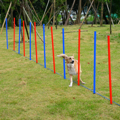 PawHut Dog Agility Training Equipment Dog Play Run Obedience Training Set Adjustable (Poles)