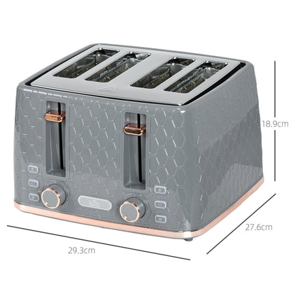 HOMCOM Four-Slice Honeycomb Toaster - Grey