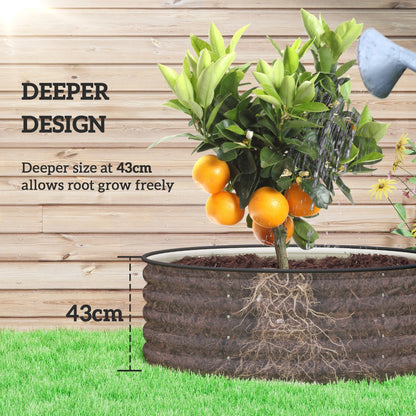 Outsunny Galvanised Raised Garden Bed with Safety Edging, Outdoor Raised Planter Box with Gloves, 120 x 120 x 43cm, Cream White
