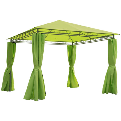 Outsunny 3m x3m Garden Metal Gazebo - ليمون أخضر