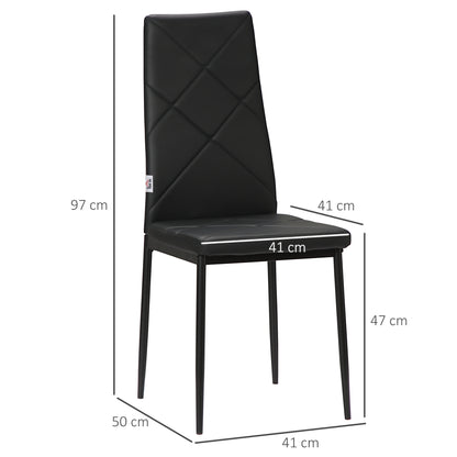 HOMCOM Set of 4 Faux Leather Dining Chairs - Black