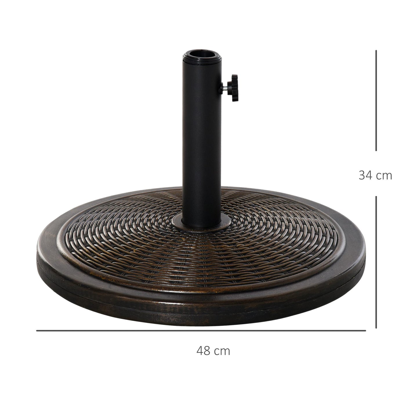 Outsunny 13kg Garden Parasol Base Holder, Cement Outdoor Market Umbrella Stand, Fits 35mm/38mm/48mm Poles, Black