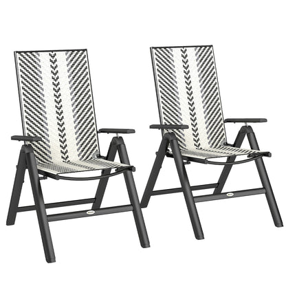 Outsunny Set of Two Rattan Reclining Garden Chairs - Grey