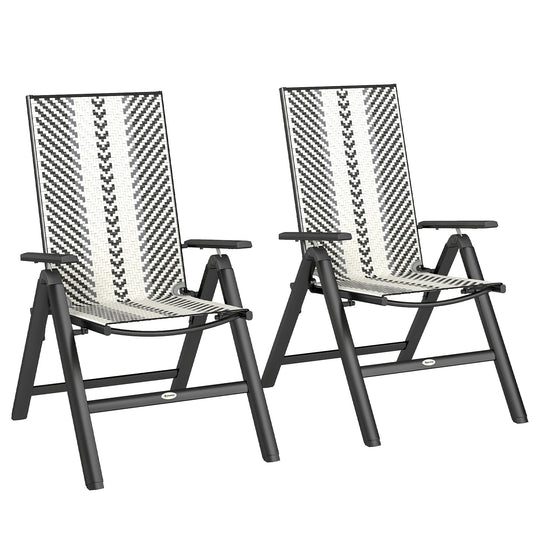 Outsunny Set of Two Rattan Reclining Garden Chairs - Grey