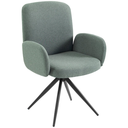 HOMCOM Swivel Accent Chair, Upholstered Linen-Look Armchair with Curved Backrest, Wrapped Armrests for Living Room, Light Green