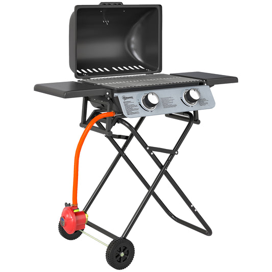 Outsunny Dwupalnikowy przenośny grill walizkowy - czarny