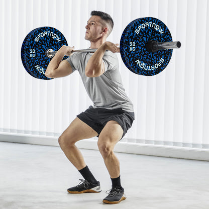 Zestaw talerzy olimpijskich SPORTNOW, solidne gumowe talerze bumperowe, dyski z otworami 2"/5cm, do podnoszenia ciężarów w domowej siłowni, trening siłowy, 2 x 20 kg