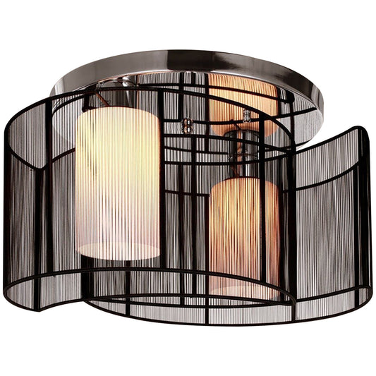 HOMCOM Modern Chandelier, Semi-Flush Mount Ceiling Light with 2 Light, E27 Bulb Base for Hallway, Dining Room, Living Room, White and Black