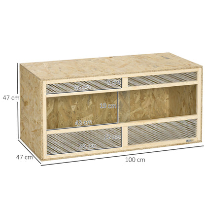 PawHut Reptile Terrarium Vivarium Habitat z przezroczystymi drzwiami przesuwnymi, oddychającą siatką, dla jaszczurek, żab rogatych, węży i ​​kameleonów, 100 x 47 x 47 cm