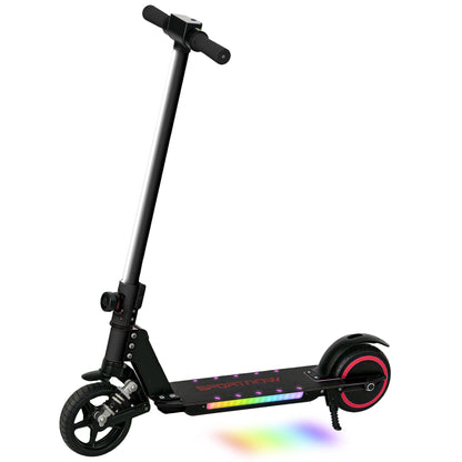 SPORTNOW Folding Electric Scooter for Kids, with Dual Brakes, Front Suspension, LED Colourful Lights, Black
