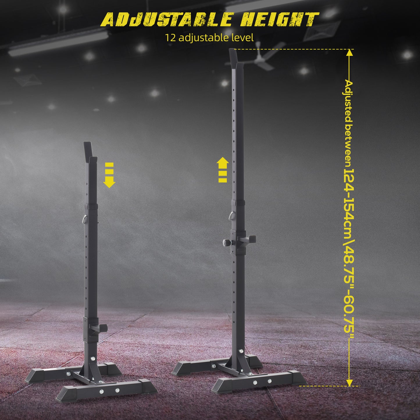 HOMCOM Adjustable Squat Rack, Weight Strength Training Bench Press Rack Weight Bench Supporter for Home Gym Exercise, Max Load 150kg, 124-154cm