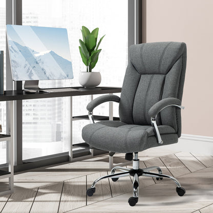 Vinsetto Office Chair, Fabric Desk Chair, Padded Executive Chair with Adjustable Height, Swivel Wheels, Metal Star Base, Grey