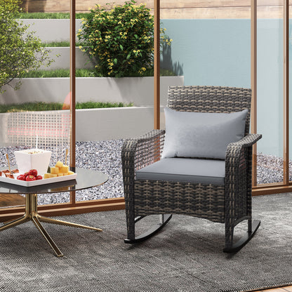 Fotel bujany Outsunny Rattan - jasnoszary