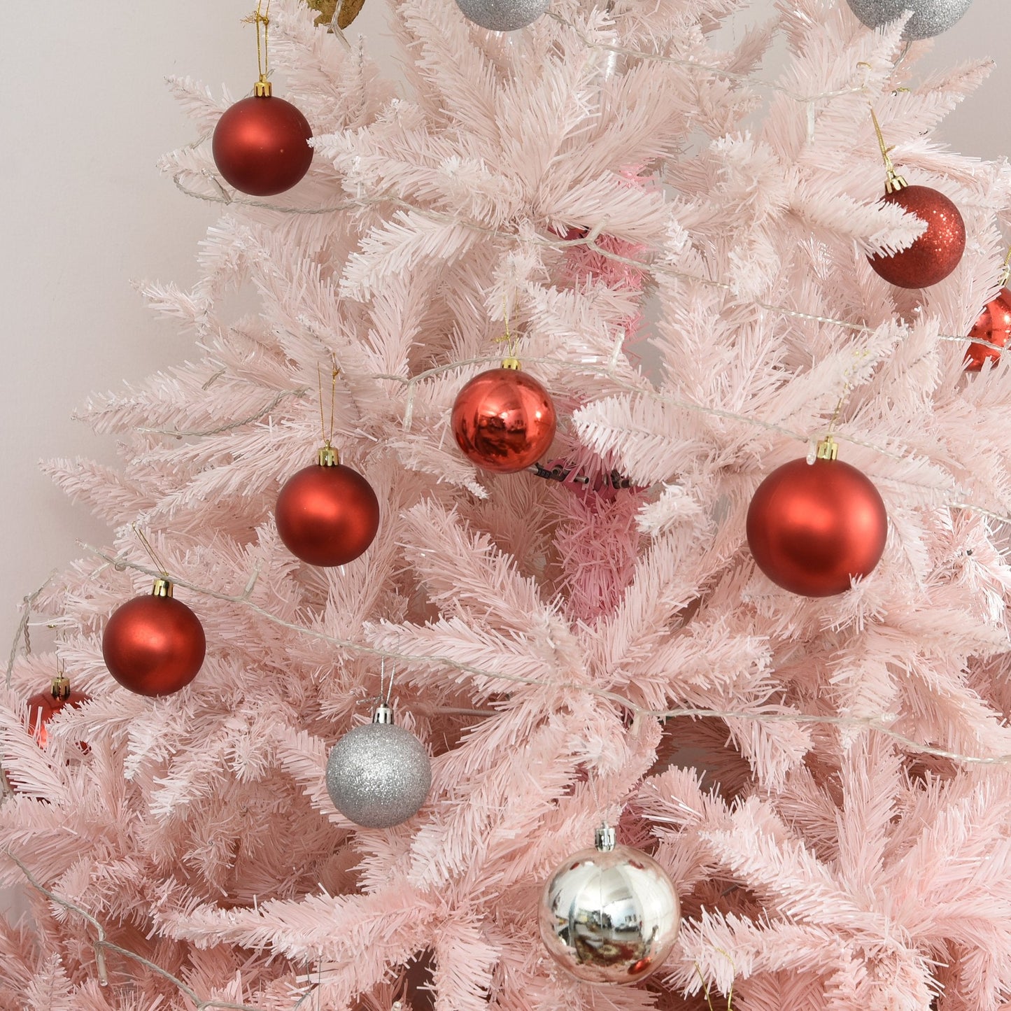 6FT Pink Artificial Christmas Tree Holiday Home Decoration Ornament w/ Metal Stand Fully Pretty Home Office Joy