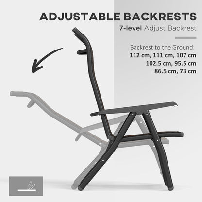 Outsunny Set of Four Folding Garden Chairs, with Seven-Position Adjustable Backs, Dark Brown