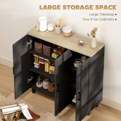 HOMCOM Sideboard Buffet Cabinet, Kitchen Storage Cabinet with 3 Doors and Adjustable Shelves for Living Room, Kitchen, Black