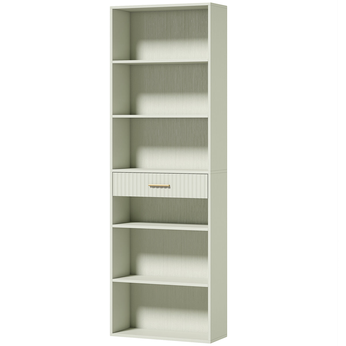 HOMCOM Bookcase Narrow Tall Space-Saving Bookshelf Drawer Open Shelves 60 x 24 x 182 cm Light Green