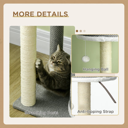 PawHut Cat Tree for Indoor Cats, Cat Tower with Scratching Posts, Multi-level Kitten Climbing Tower, 132cm