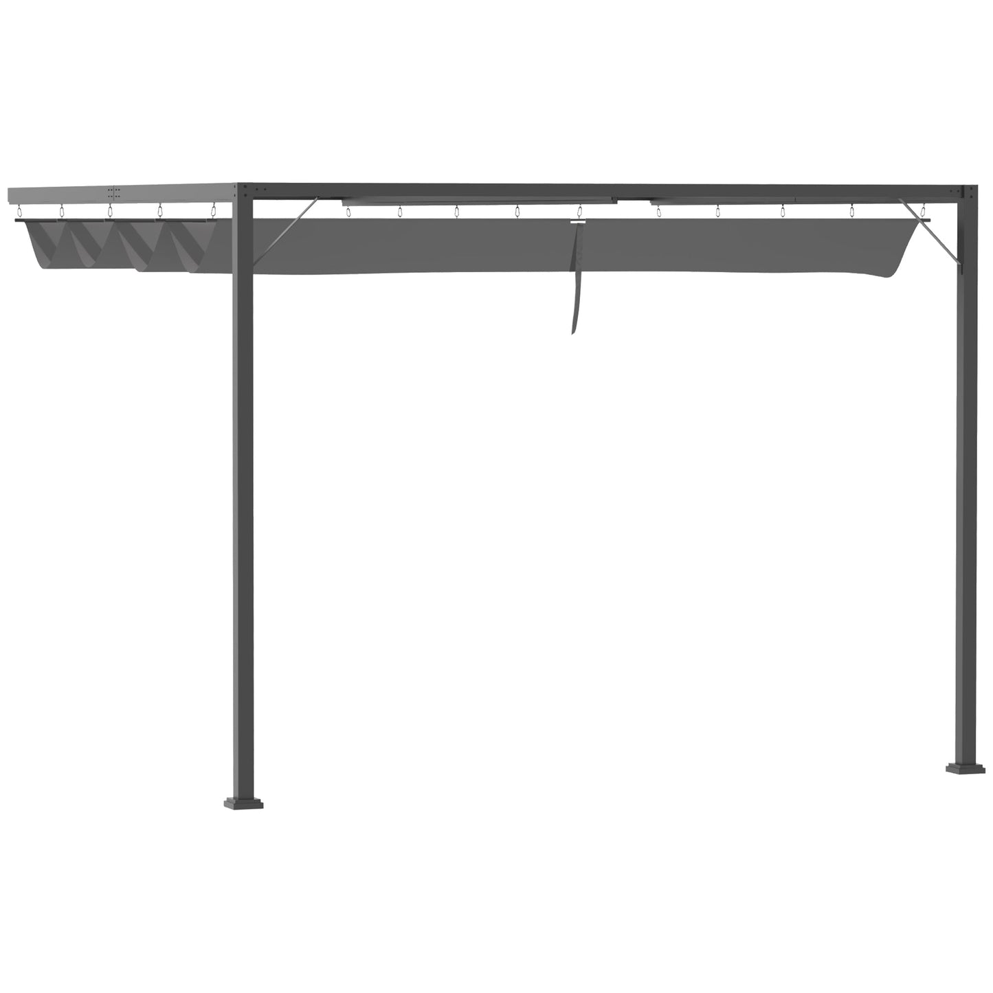 Outsunny 3 x 3(m) Outdoor Pergola Retractable Canopy Wall Mounted Gazebo Patio Shelter Sun Shade, Grey