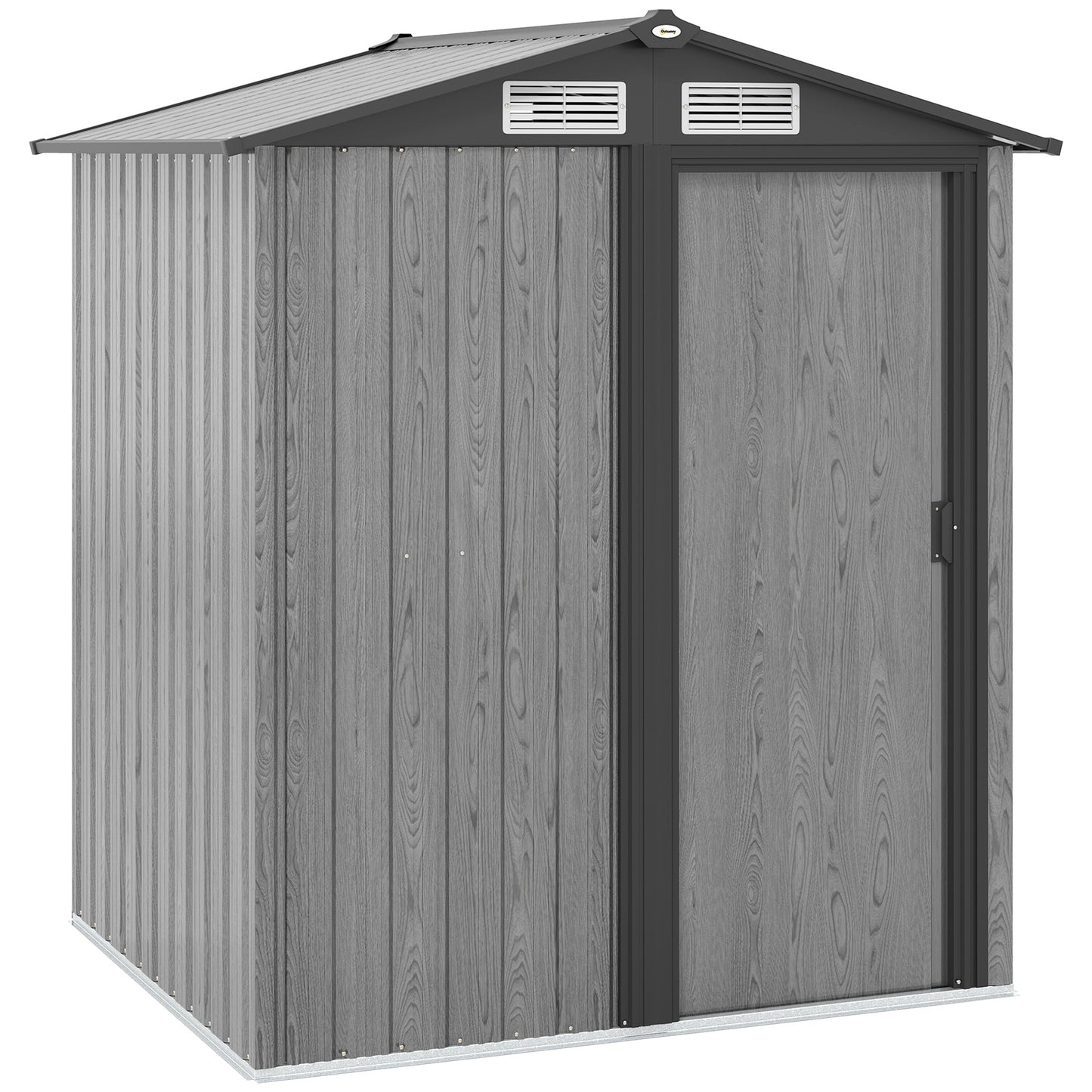Outsunny 4.3 x 5ft Outdoor Garden Storage Shed - Szary efekt drewna