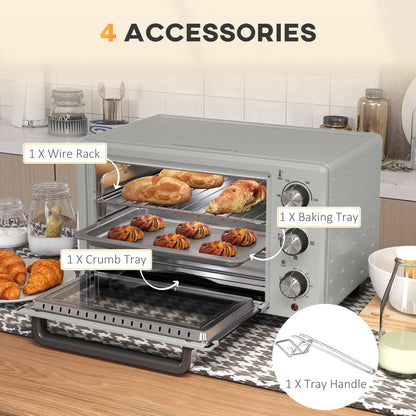 HOMCOM 21L Mini Piekarnik Blatowy, 100√Ç¬∞C-230√Ç¬∞C Regulowana Temperatura - Srebrny Tone