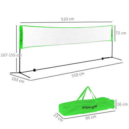 SPORTNOW Badminton Net Set, Height Adjustable Net for Pickleball, Volleyball, Badminton, with 3 Shuttlecocks, 4 Rackets