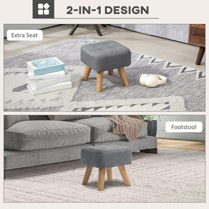 Podnóżek HOMCOM Linen-Look Square Padded - Szary