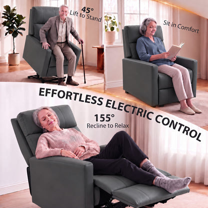 HOMCOM Riser Recliner Chair with Vibration Massage & Heat, Electric Lift Chair for Elderly, Spring Cushion, USB Port, Dark Grey