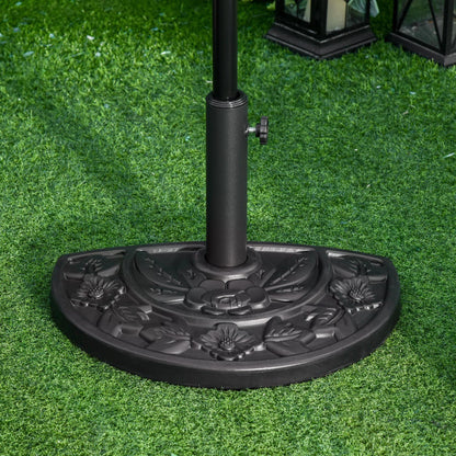 Outsunny 9kg Cement Concrete Half Round Parasol Base Umbrella Stand Garden Outdoor Accessories - Adjustable Coupler Suitable Umbrella Rod: _3.5cm, _3.8cm, _4.8cm