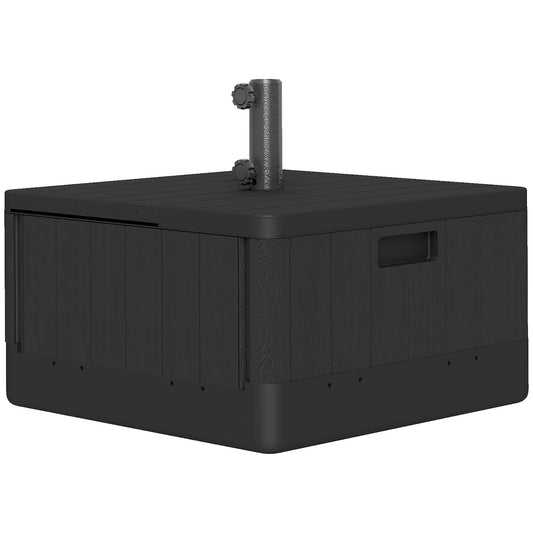 Outsunny Garden Parasol Base Outdoor Umbrella Stand with Wheels Handles, Garden Umbrella Base, Filled Up to 80kg with Stand or 50kg with Water for 38, 48mm Sticks, Black