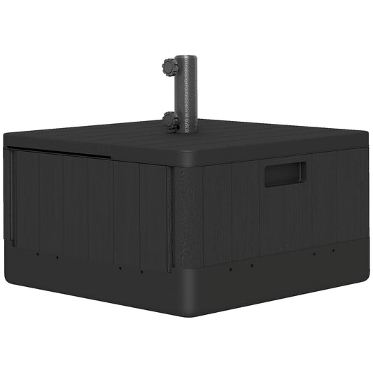 Outsunny Garden Parasol Base Outdoor Umbrella Stand with Wheels Handles, Garden Parasol Base, Filled Do 80kg with Stand or 50kg with Water For Deck Poolside, Black