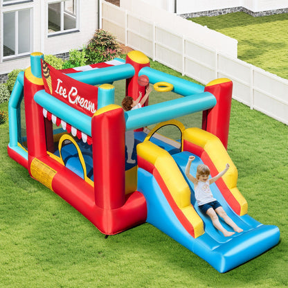 5-in-1 Ice Cream Jumping Castle Inflatable Bounce House with Slide without Blower