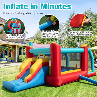 5-in-1 Ice Cream Jumping Castle Inflatable Bounce House with Slide without Blower