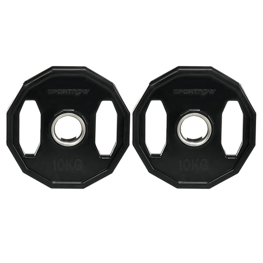 SPORTNOW Olympic Weight Plates Set, Metal and Rubber Bumper Plates Weights Discs with 2"/5cm Holes, for Home Gym Weight Lifting Strength Training, 2 x 10kg, Black