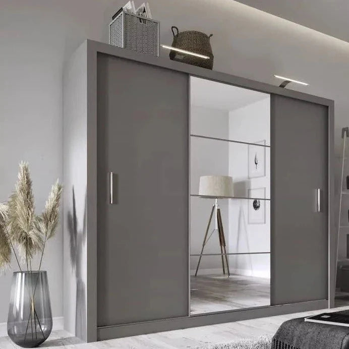 Bravo-01 Sliding Door Wardrobe 250cm - Grey