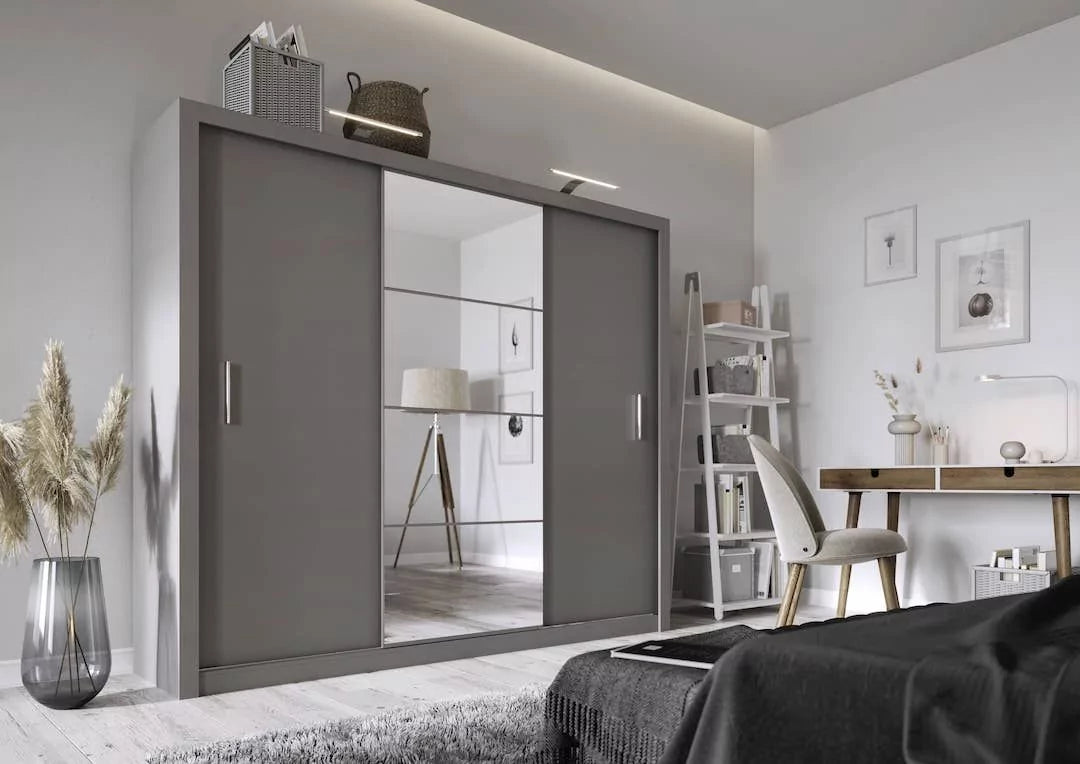 Bravo-01 Sliding Door Wardrobe 250cm - Grey