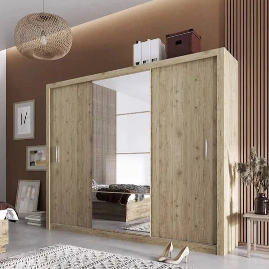 Bravo-01 Sliding Door Wardrobe 250cm - Oak