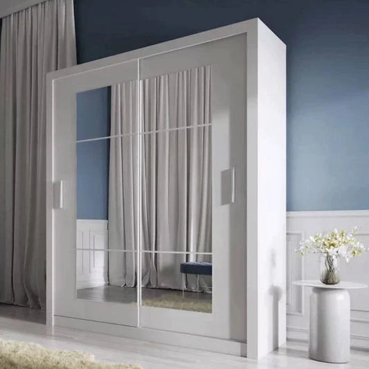 Bravo-02 Sliding Door Mirror Wardrobe 180cm - White