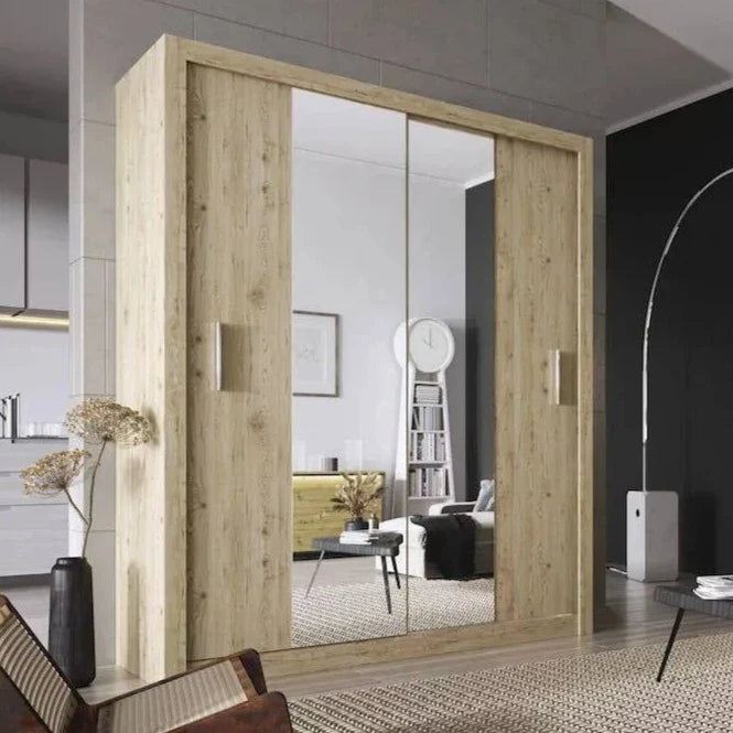 Bravo-03 Sliding Door Mirror Wardrobe 180cm - Oak