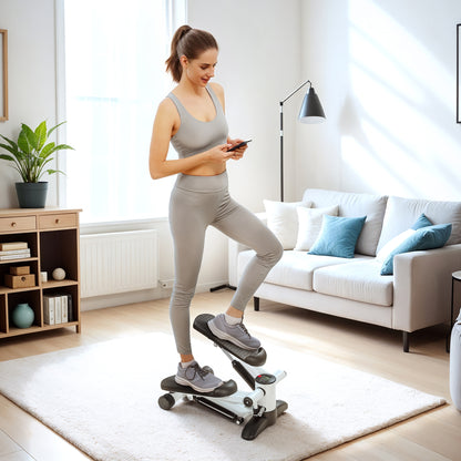 SPORTNOW Mini Stepper, Kompaktowy Stepper do ćwiczeń w domu z monitorem LCD i pedałami antypoślizgowymi, Biały