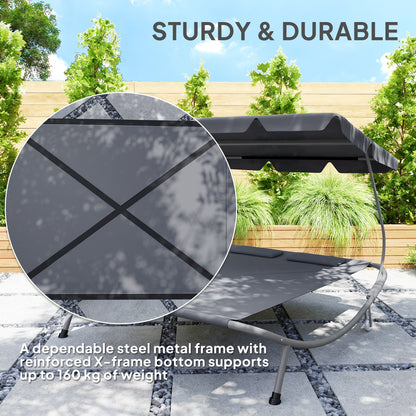Łóżko zewnętrzne Outsunny Double Outdoor Bed z baldachimem - jasnoszary