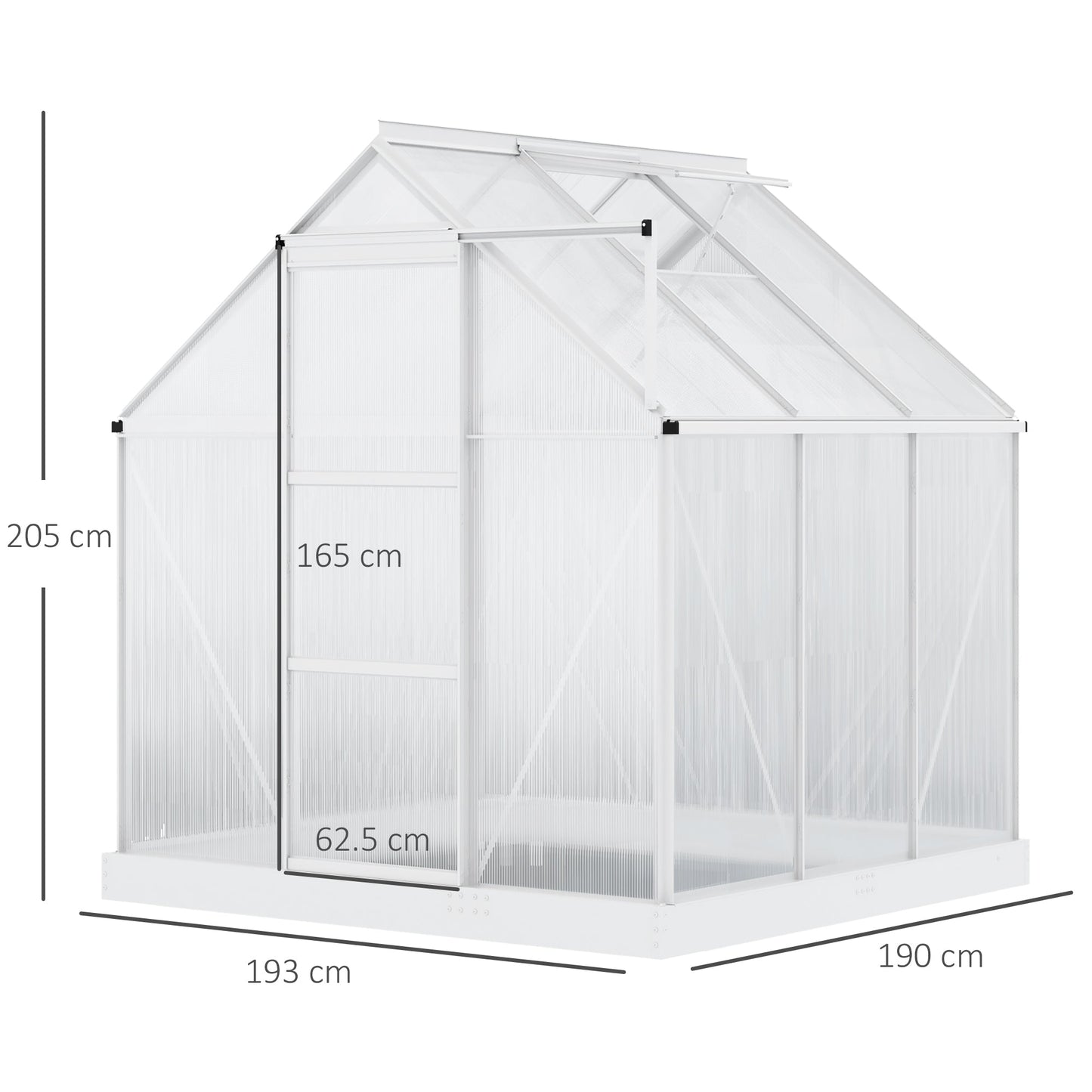 Outsunny 6 x 6 ft Walk-In Polycarbonate Greenhouse w/ Window Clear