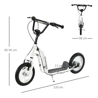 Youth Scooter Front and Rear Caliper Dual Brakes 12-Inch Inflatable Front Wheel Ride On Toy For Age 5+