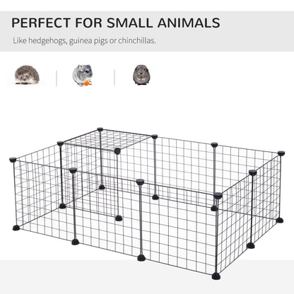 PawHut DIY Pet Playpen Metal Wire Fence 12 Panel Enclosure Indoor Outdoor Guinea Pig Bunny Small Animals Cage Black