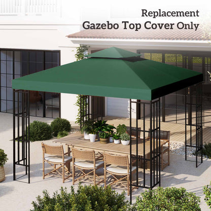 غطاء علوي من Outsunny 3(م) Gazebo مزدوج الطبقات لاستبدال سقف الجناح باللون الأخضر الداكن